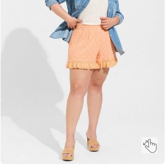 Torrid Peach Ruffle Hem Shorts - Picture 4 of 12